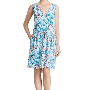 Rebecca Taylor Blue Aloha Teal Pink Floral Short Casual Dress